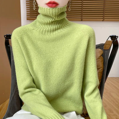 Damen Rollkragenpullover Strickpullover Weich Schlicht Langarm