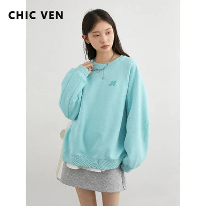 Women's oversized crew-neck long-sleeve sweatshirt