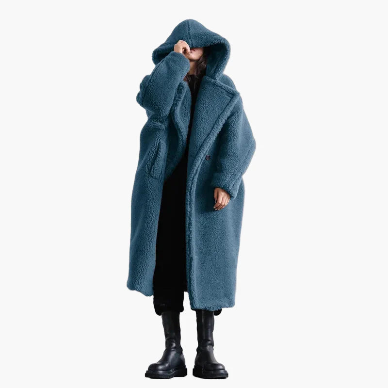 Damen Oversize Teddy Mantel mit Kapuze – Urbaner Winterstil, Lässige Outdoor-Jacke