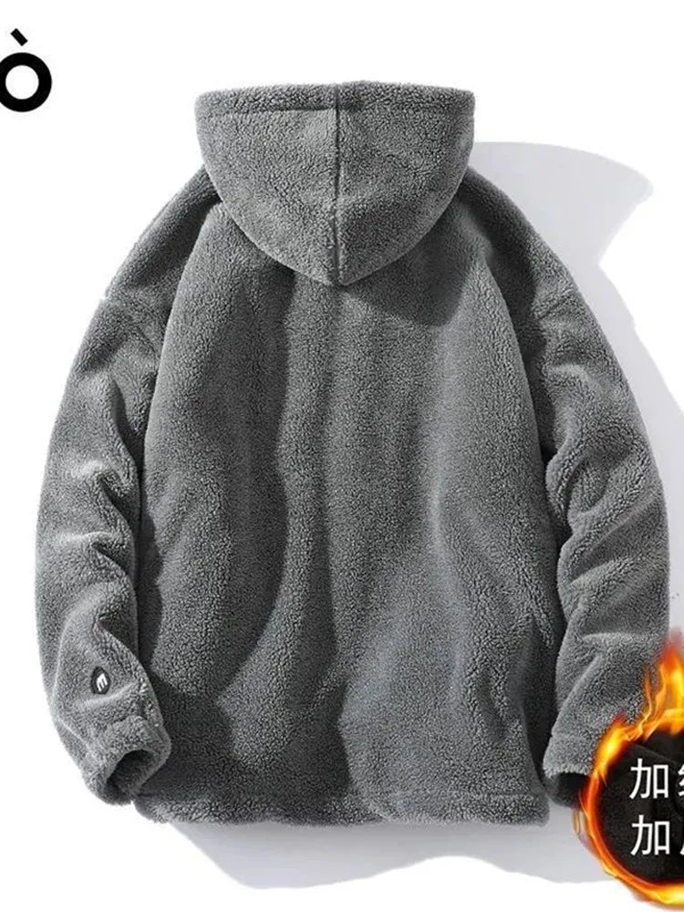 Teddy Fleece Kapuzenjacke mit Reißverschluss und Brusttasche