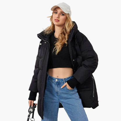 Damen Winter Steppjacke mit Kapuze – Lässige warme Outdoorjacke für Alltag und Freizeit