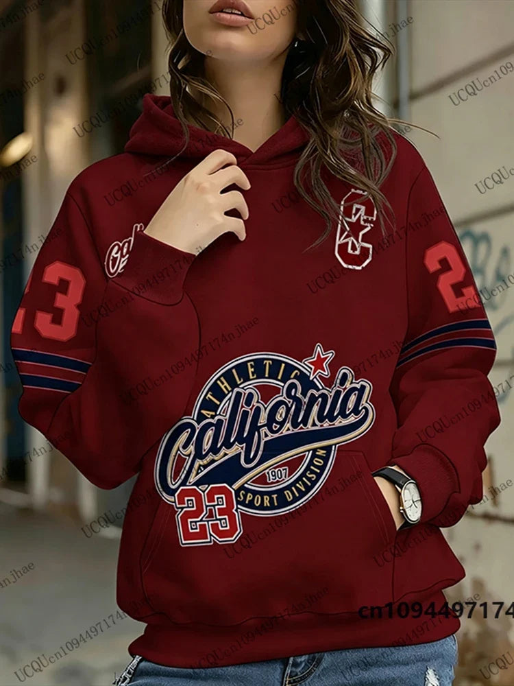 Hoodie für Damen mit "California Athletic" Print und Kängurutasche
