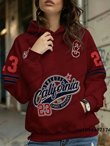 Hoodie für Damen mit "California Athletic" Print und Kängurutasche