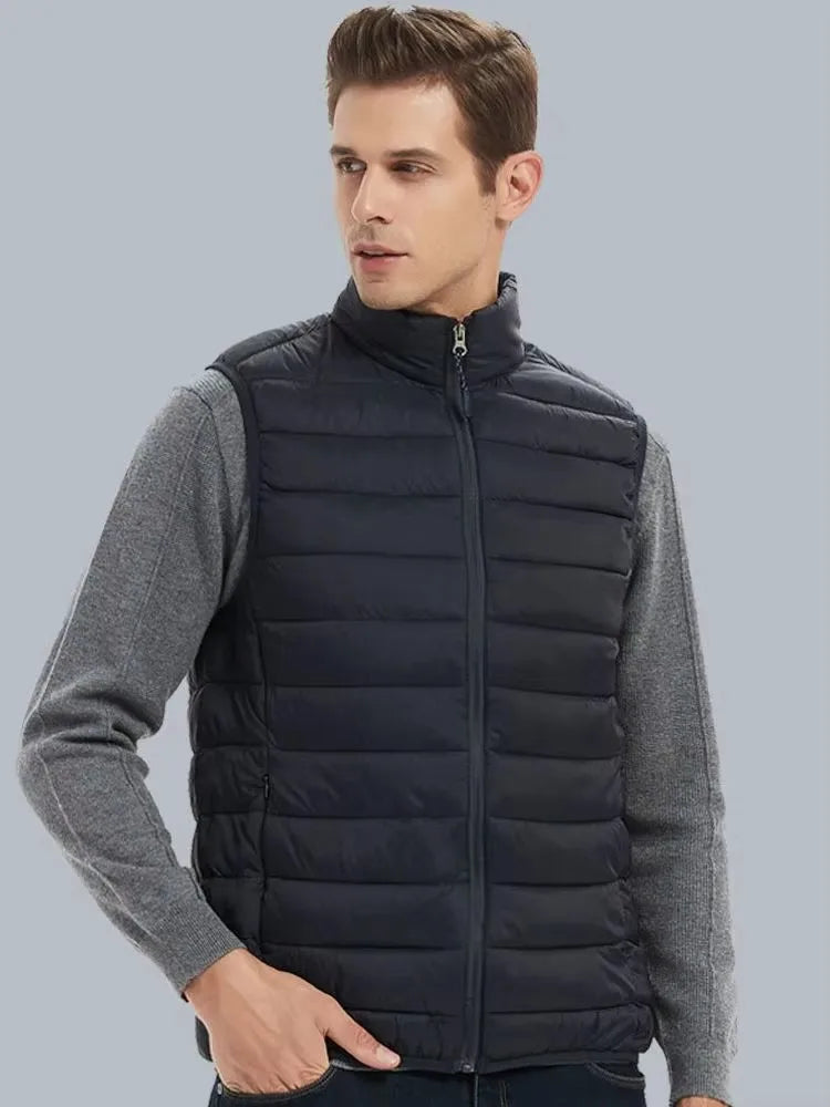 Unisex quilted vest, lightweight padded vest with stand-up collar