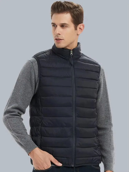 Unisex quilted vest, lightweight padded vest with stand-up collar
