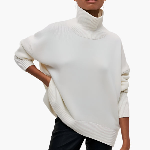 Damen Pullover mit Stehkragen und voluminösen Ärmeln – Eleganter Alltags-Strickpullover