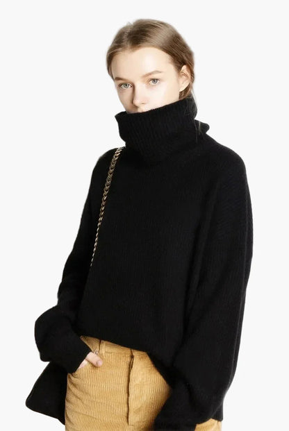 Damen Rollkragenpullover Strick Oversize – Modischer Winterpullover für Alltag und Freizeit