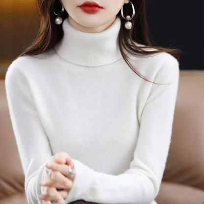 Women's turtleneck sweater made of soft material long sleeves in various colors