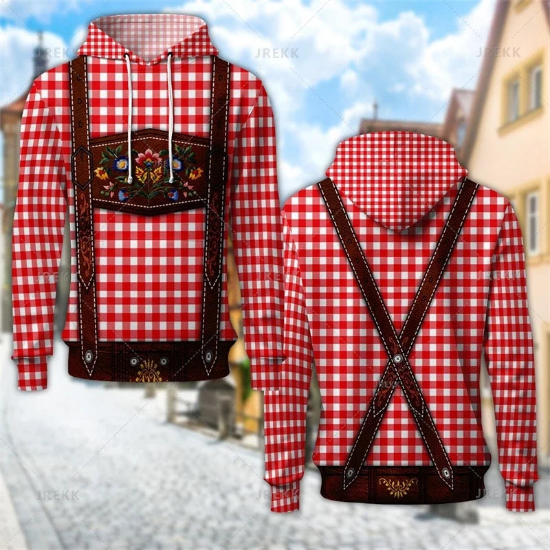 Hoodie with traditional leather pants design and hood