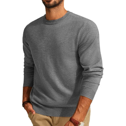 Men's crew-neck long-sleeve basic knit pullover