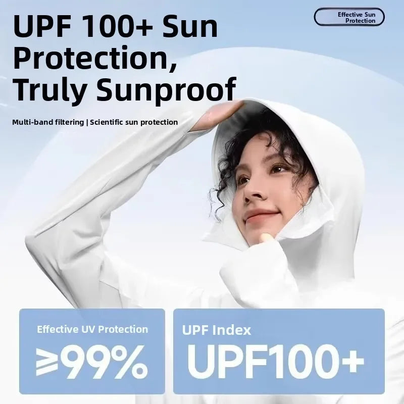 UV-protection jacket with hood and face mask, zipper, for men