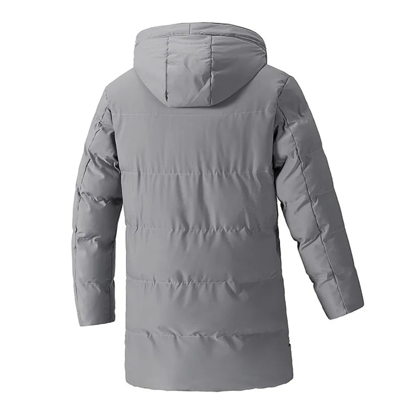 Herren Winter Steppmantel mit Kapuze Lang Wasserabweisend Warm Jacke