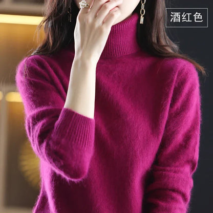 Women's turtleneck sweater long sleeves fine-knit sweater soft material