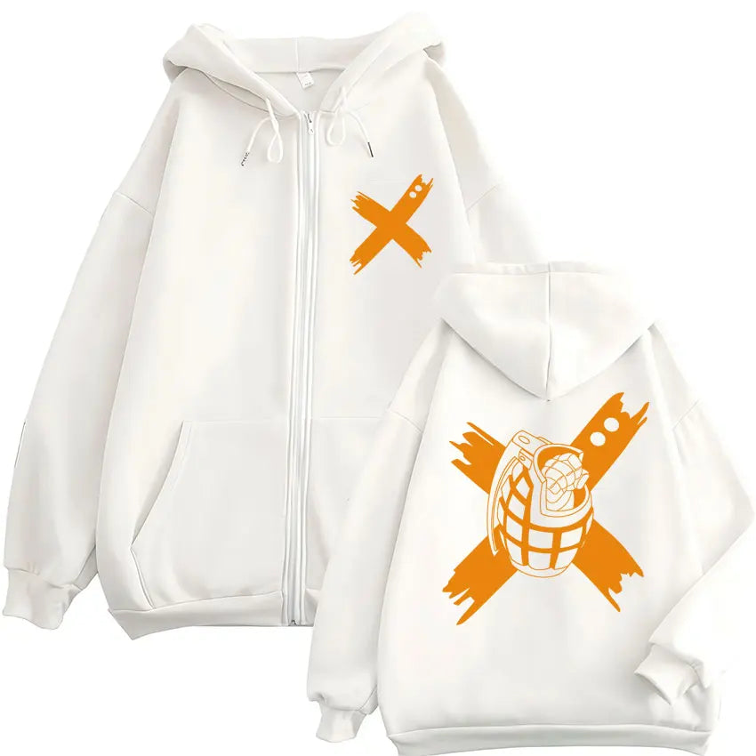 Unisex Kapuzenpullover mit Reißverschluss und Motivdruck