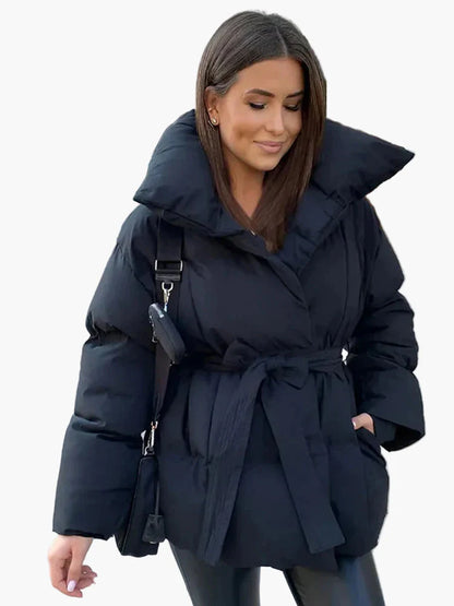 Damen Winter Steppjacke mit Gürtel – Modische, warme Jacke für Alltag & City