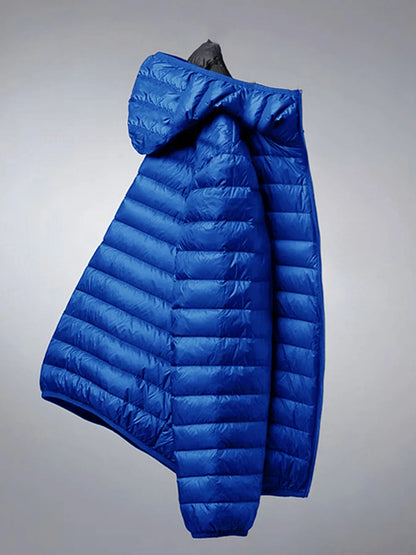 Padded quilted jacket with hood for men - lightweight and windproof, various colors