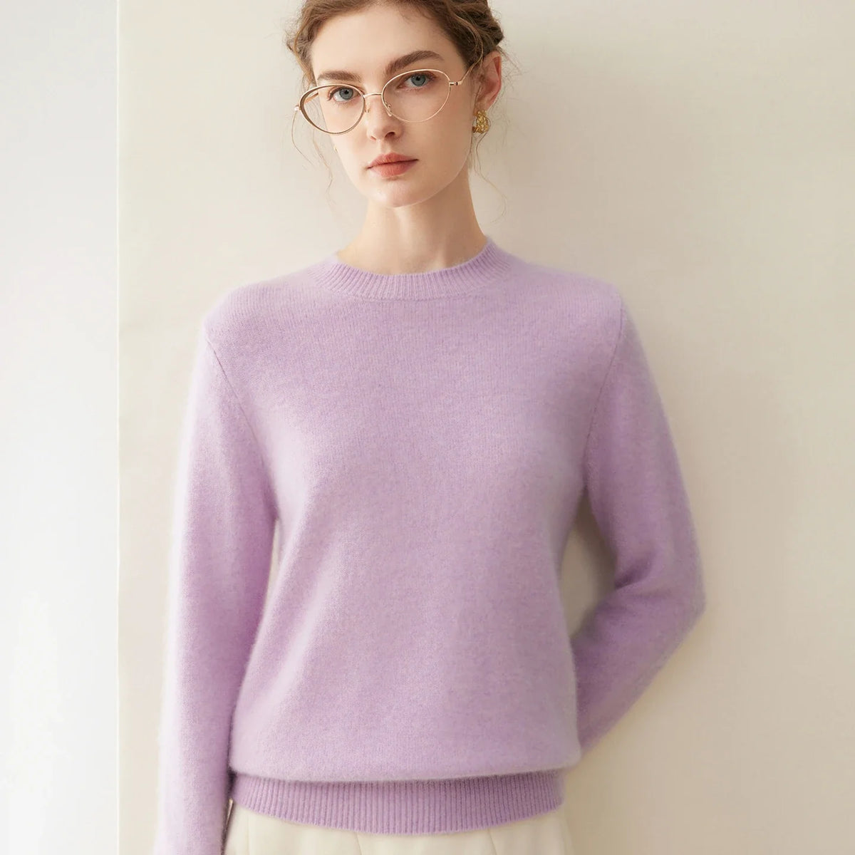 Damen Pullover Rundhalsausschnitt Langarm Weiches Material