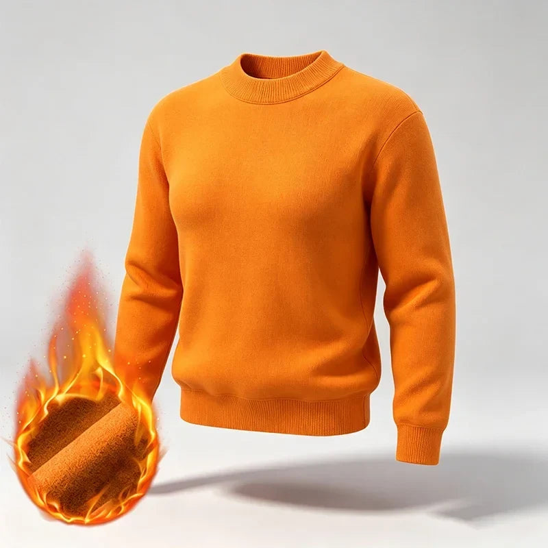 Men's warm turtleneck knit sweater for winter, long sleeves