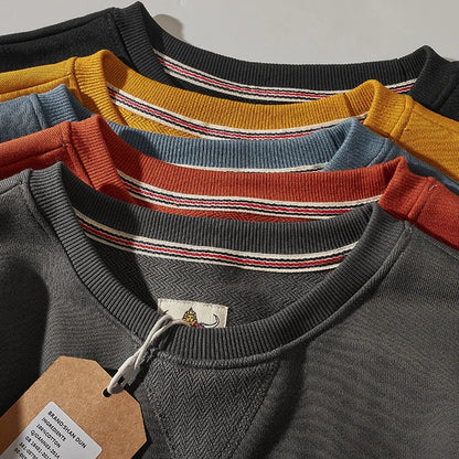 Unisex Long-Sleeve Crew-Neck Sweatshirt Cotton-Look Casual Sweater