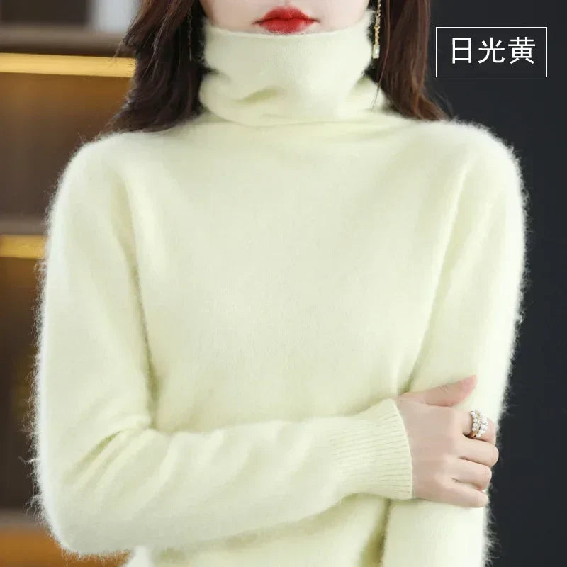 Women's turtleneck sweater with long sleeves - Soft knitted sweater for women
