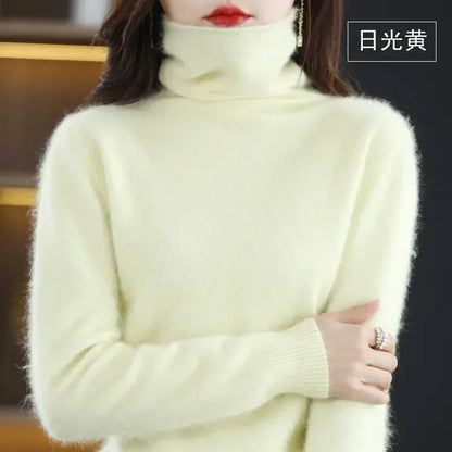 Women's turtleneck sweater with long sleeves - Soft knitted sweater for women