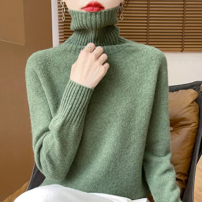 Damen Rollkragenpullover Strickpullover Weich Schlicht Langarm