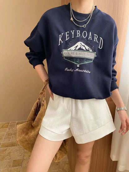 Unisex Sweatshirt Rundhalsausschnitt Print Rocky Mountains