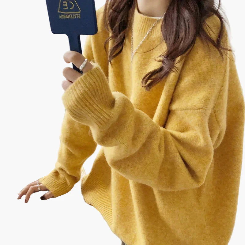 Damen Oversize Pullover Retro Lässiger Stil Herbst Winter Strickpullover