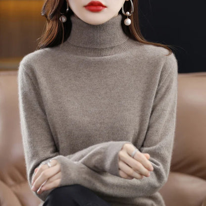 Women's turtleneck sweater made of soft material long sleeves in various colors