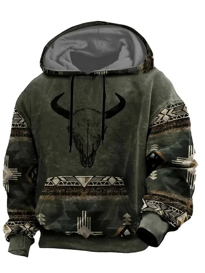 Unisex Kapuzenpullover mit Tiermotiv & Muster Kängurutasche