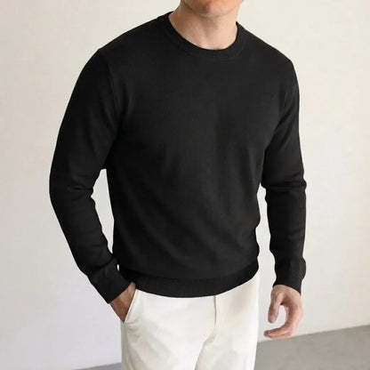 Herren Rundhals Pullover Basic Langarm Strickpullover Einfarbig