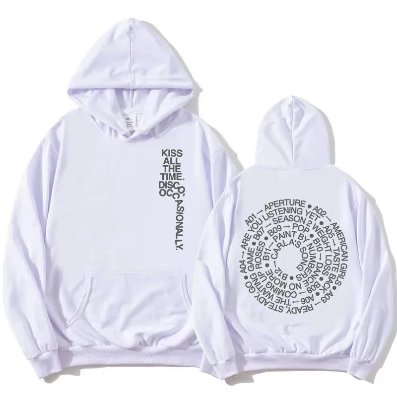 Unisex hoodie with hood, kangaroo pocket, and lettering