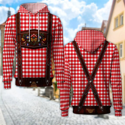 Hoodie with traditional leather pants design and hood