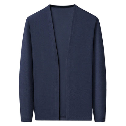 Herren Cardigan Offen Langarm V-Ausschnitt Strickjacke