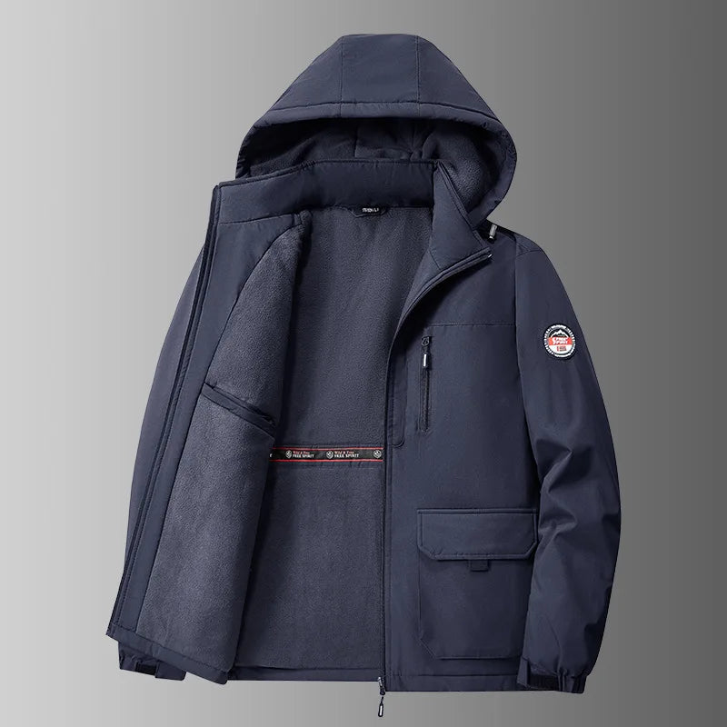Herren Winterjacke mit Kapuze Gefüttert Mehrere Taschen