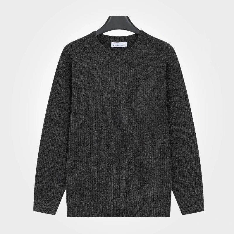 Men's ribbed-knit crew-neck long-sleeve sweater
