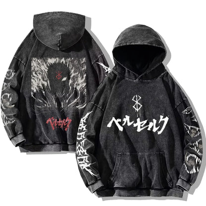 Oversized washed unisex hoodie with graphic print