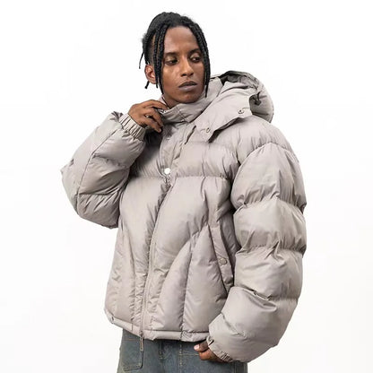 Men's Hooded Puffer Jacket, Cropped Cut