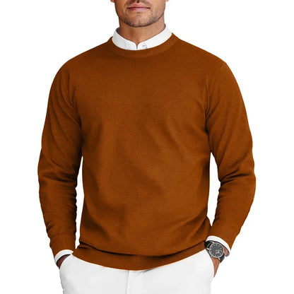 Men's fine-knit crew-neck sweater long-sleeve