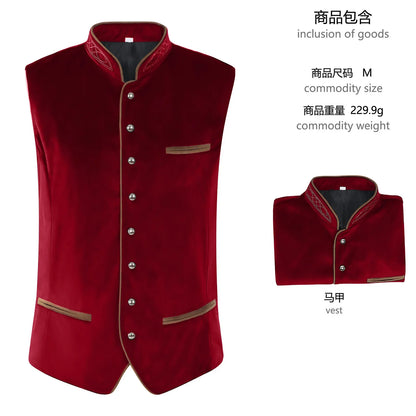 Traditional velvet vest brown green red black men’s Oktoberfest