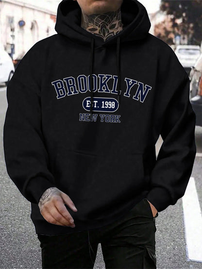 Unisex Kapuzenpullover mit Kordelzug und Schriftzug Aufdruck