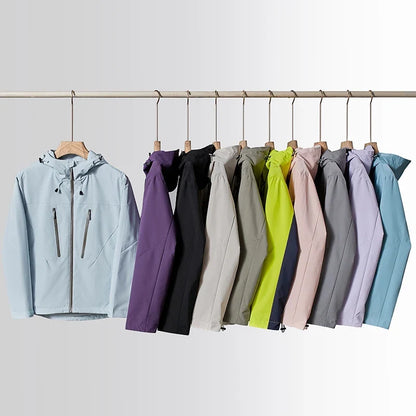 Unisex Kapuzenjacke Outdoor Wasserdicht mit Reißverschlusstaschen