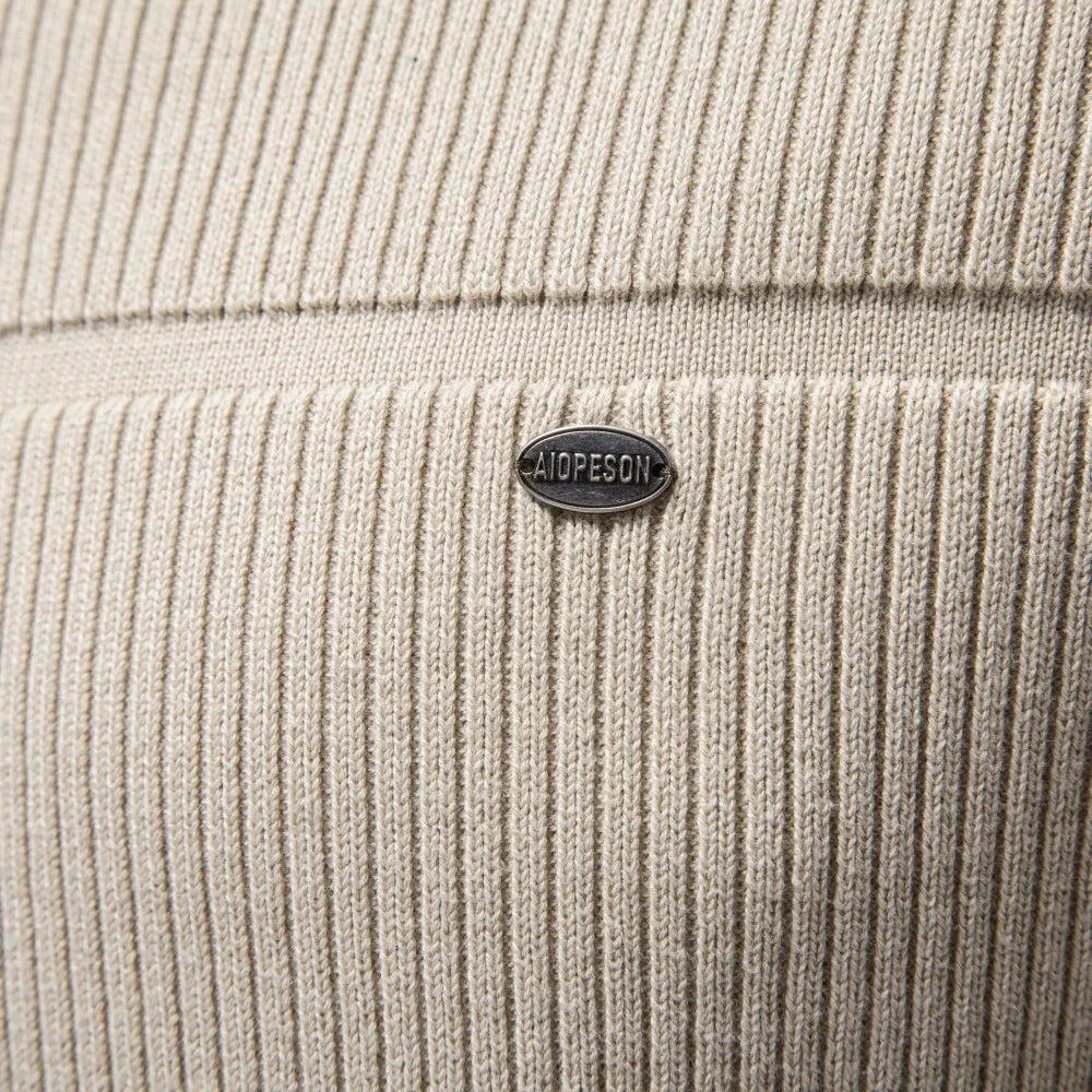 Herren Pullover Rundhals Rippstrick Optik Langarm