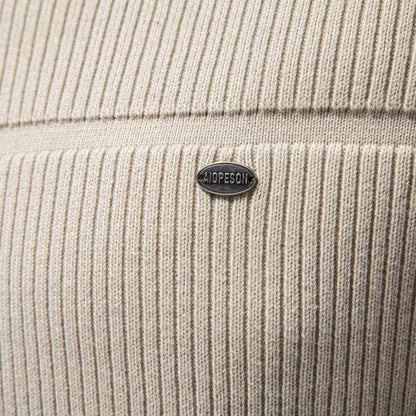 Herren Pullover Rundhals Rippstrick Optik Langarm