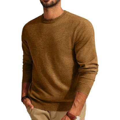 Men's crew-neck long-sleeve basic knit pullover