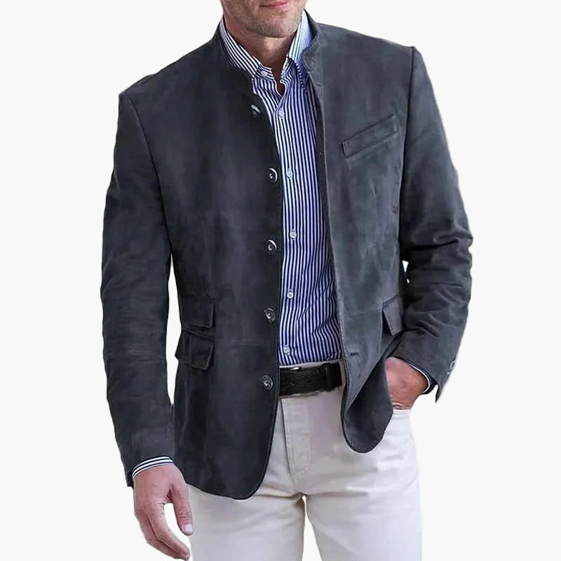 Men's Stand Collar Blazer Modern Business Casual Elegant