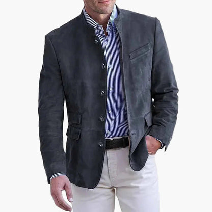 Men's Stand Collar Blazer Modern Business Casual Elegant