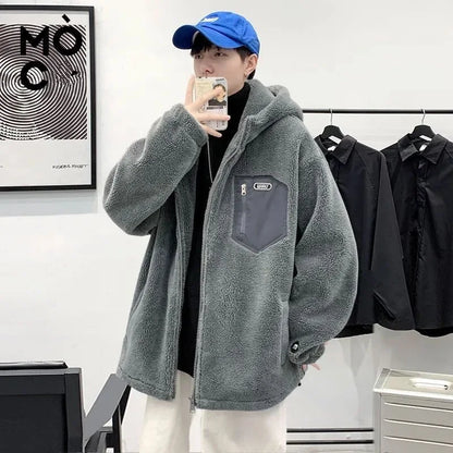 Teddy Fleece Kapuzenjacke mit Reißverschluss und Brusttasche