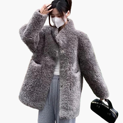 Damen Winter Trend Oversize Kuscheljacke – Modische Freizeitjacke für kalte Tage