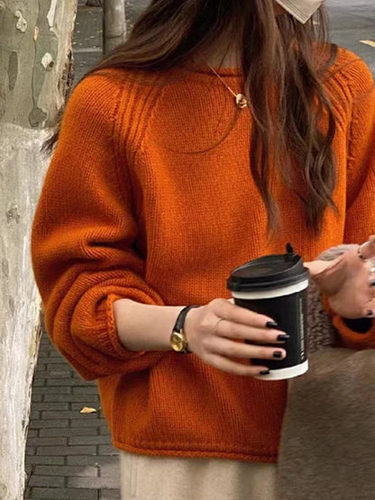 Women's Oversized Crew-Neck Sweater with Wide Sleeves